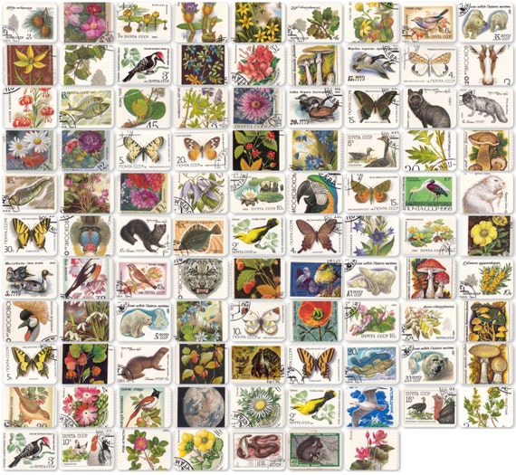 Nature, Soviet Stamps - Set of 97. 1970s-1990s. Postal, Postage Stamp, Collecting, Philately