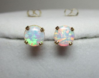 Opal Earrings, Opal Studs, White Opals, Opal Stud Post, Stud Earrings, Opal Jewelry