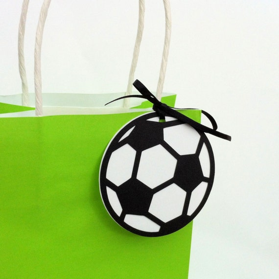 Soccer Ball Gift Tags. Round football shape with white