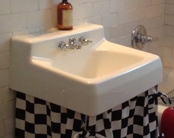 Sink Skirt - custom w/ Corner Ties - choose your own fabric and size - 61" wide x 27" long