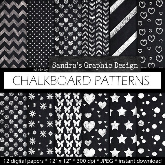 Chalkboard digital paper CHALKBOARD PAPER by SandraGraphicDesign