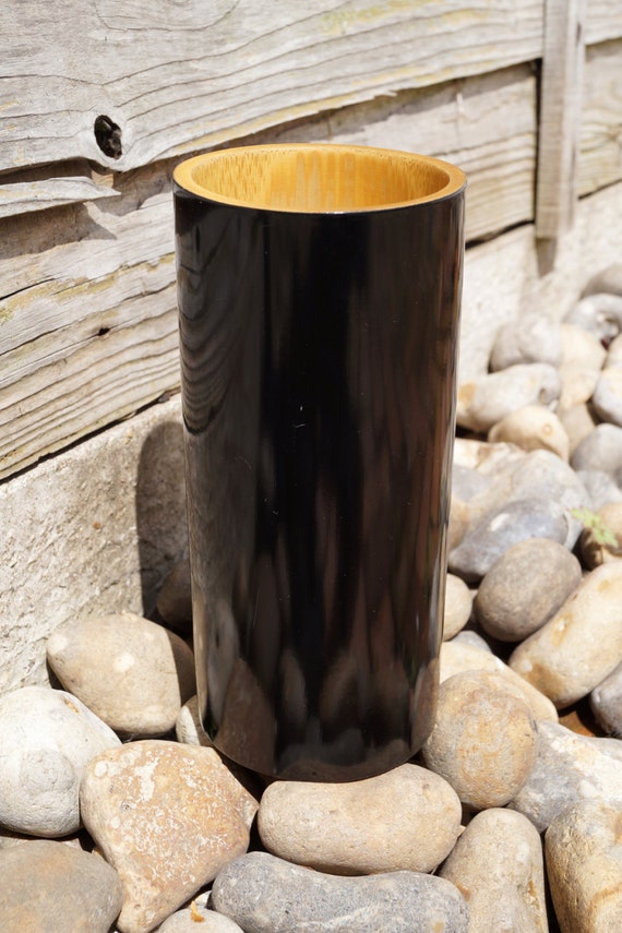 Black bamboo vase vintage black cylinder type vase very