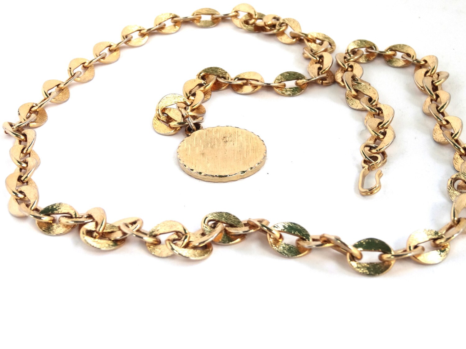 Vintage Textured GOLD Chain BELT w Dangle by SellitAgainVintage