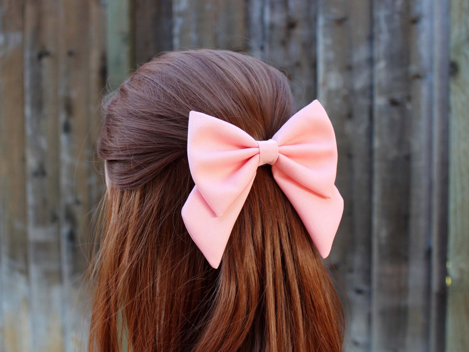 4.5 pink hair bow fabric hair bow with tails big hair