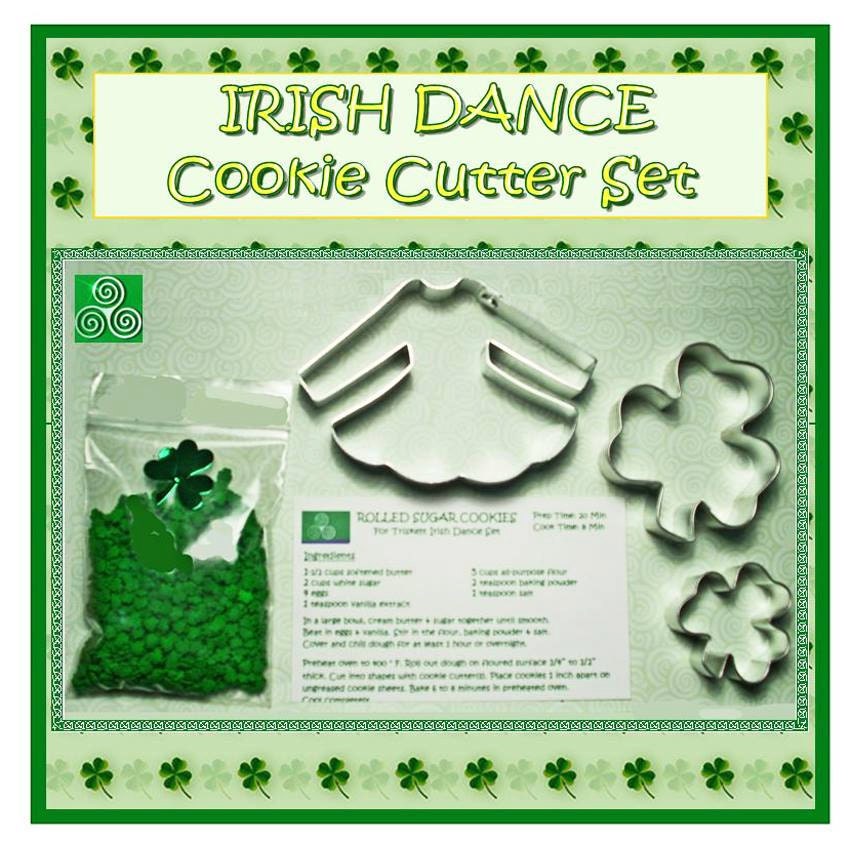 Irish Dance Cookie Cutter Set of 3 with Dress Shamrocks and
