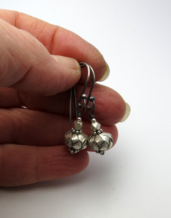 Hanging Basket Earrings . Sterling Silver Earrings