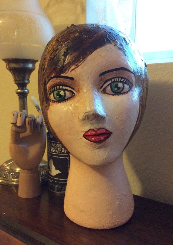 Hand Painted Mannequin Display Head by kimsco on Etsy