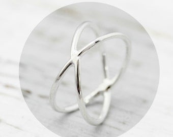 X ring - criss cross sterling silver ring