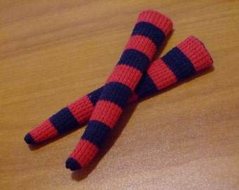 Blythe / DAL Socks - Wide Textured Black And Red Stripes - LAST PAIR