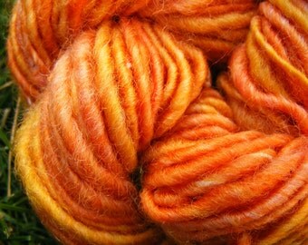 ORANGE Handspun Wool Yarn Corespun Coopworth 65yds 2.9oz 7wpi aspenmoonarts knitting