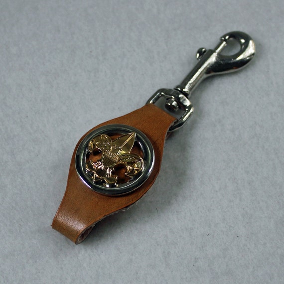 Items similar to Leather Pocket Watch Fob Boy Scout Emblem on Etsy