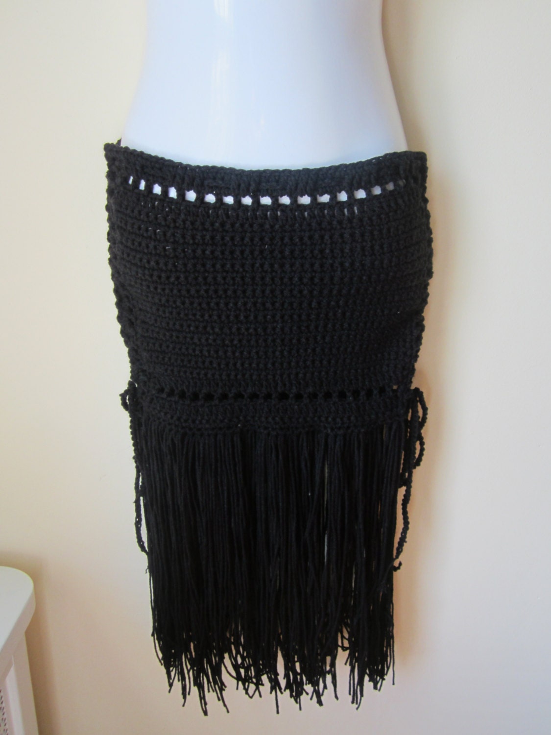 black crochet maxi skirt