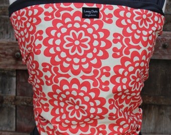 Baby Sling-ORGANIC COTTON Baby Wrap Sling Carrier-Cherry Wallflower on Gray-One Size Fits All-Newborn to Toddler-DvD Included