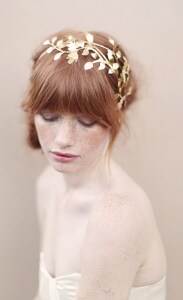 Bridal headband, fern leaves, headpiece - Woodland fern gilded headband - Style 353