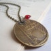I Love New York Liberty charm necklace - brass vintage 1939 large medal and red heart - handmade