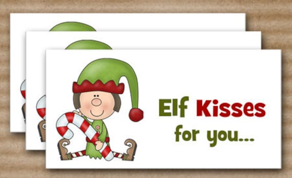 Items similar to Christmas Treat Bag Topper - Elf Kisses - INSTANT ...