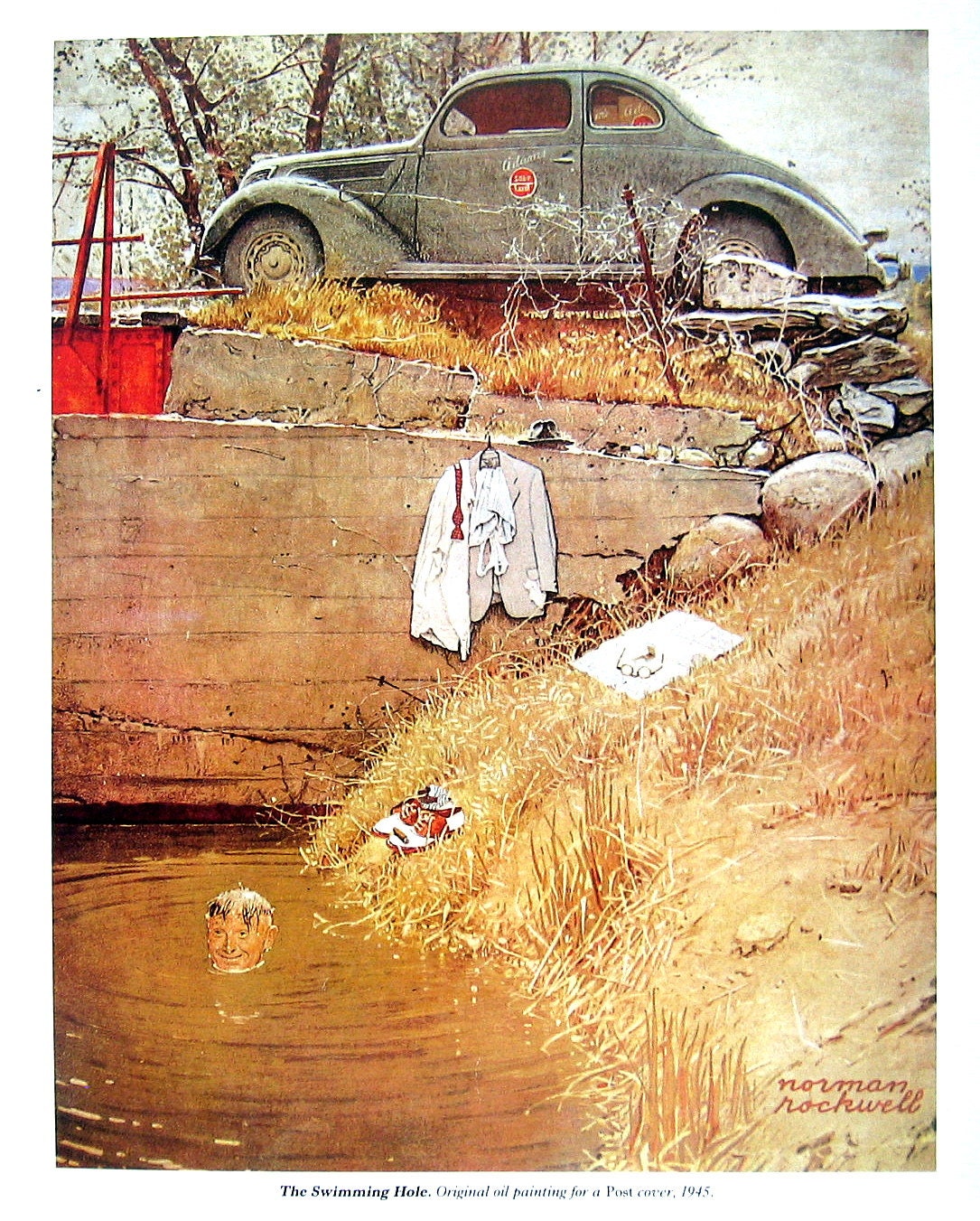 The Swimming Hole and Boy with Carriage Norman Rockwell Art