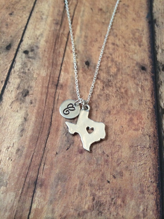 Texas initial necklace Texas charm necklace state jewelry