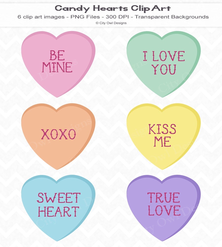 Conversation Heart Clipart Rainbow Valentine Candy Heart