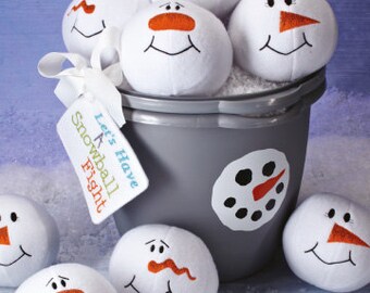 Snowman Snowballs & Reindeer Snowball Machine Embroidery Design Files Instant Download