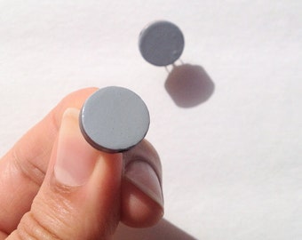 Wood Stud earrings Fake Gauge Wooden Post Earrings GREY Simple Studs