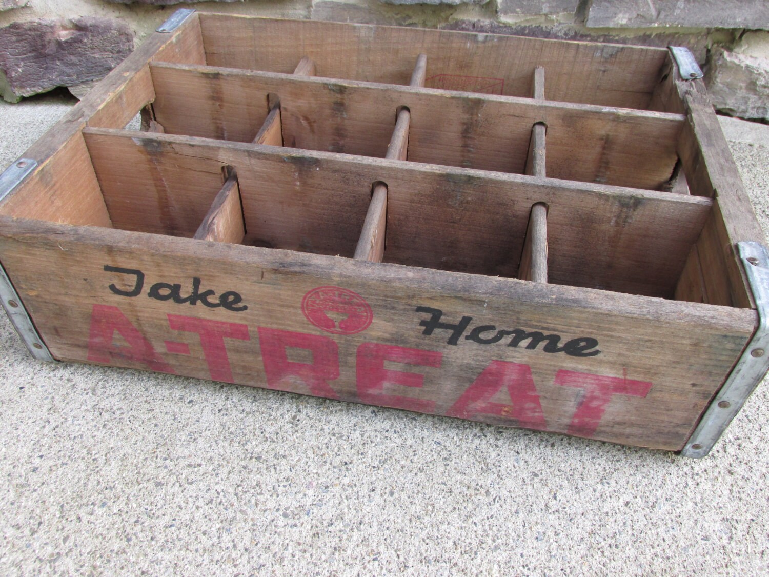 Vintage A Treat Wood soda Crate Vintage wooden box