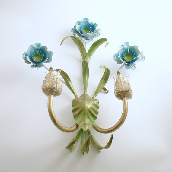 Items similar to Vintage Toleware Wall Sconce Italy Metal ... Items similar to Vintage Toleware Wall Sconce Italy Metal ... on Wall Sconces That Hold Flowers id=95750