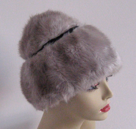 Grey Faux Fur Lamp Shade Hat by vintagous on Etsy