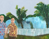 Ken and Brad, San Antonio, Texas - 1963.  Original painting by Vivienne Strauss.