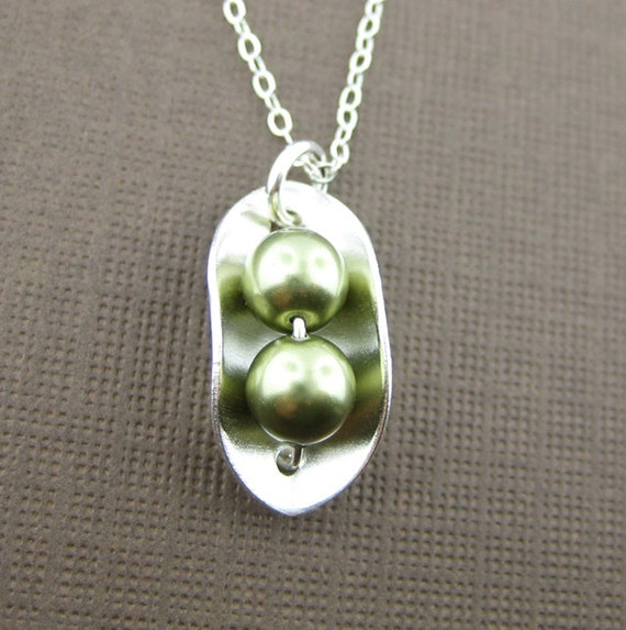 Two Peas In a Pod Necklace Sterling silver and by jcjewelrydesign