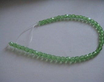 7 Inch Strand of 4mm Peridot Fire Polished Czech Beads