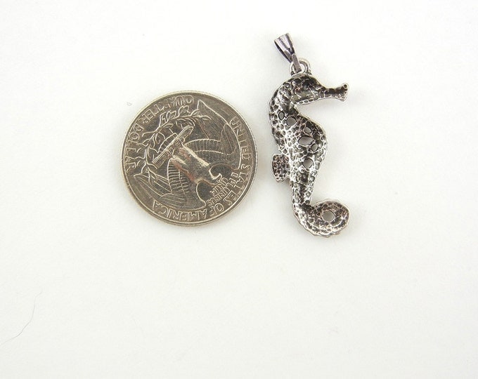 Small Antique Silver-tone Celtic Knot Seahorse Pendant