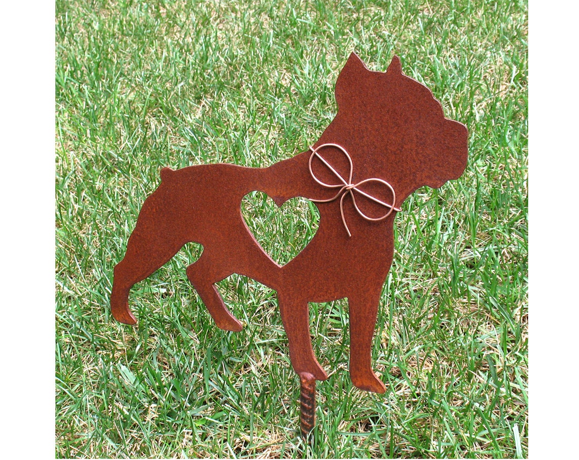 Pit Bull Dog Metal Garden Stake Metal Yard Art Metal
