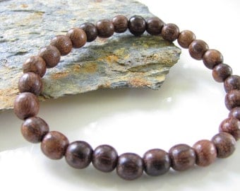Stretch Gemstone Bracelet - Sandalwood - Yoga Jewelry, Meditation, Healing