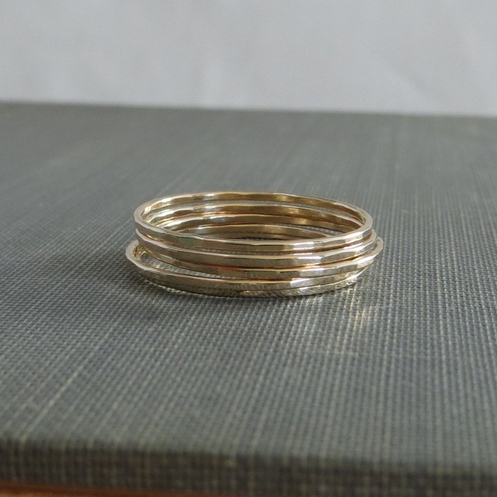 Thin Gold Stackable Rings Set of 5 Rings by ModernChromatic