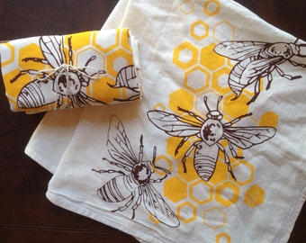 Honey Bees Flour Sack Tea Towels - Set of 2