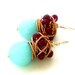 Cluster earrings - The Kaya ruby- with deep raspberry Rubies and faceted teal Amazonite