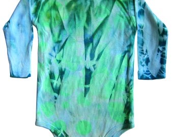 Blue-Green Tie Dye Bubbles Infant Baby Rib Long Slv One-Piece