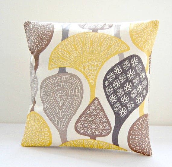 cushion cover yellow gray taupe retro style decorative pillow