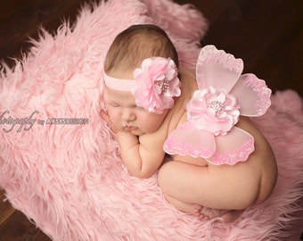 New Born Cap Blended Stuff Butterfly In Orange Color