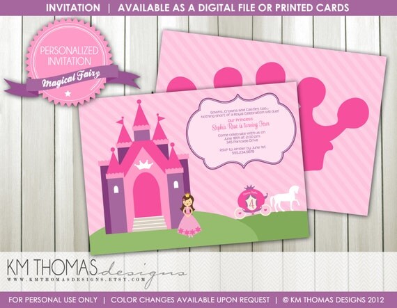 Princess Castle Birthday Invitation : Girls Princess Birthday Party - Princess Party Invitation - Horse and Carriage - Printable - BD150 Il_570xn