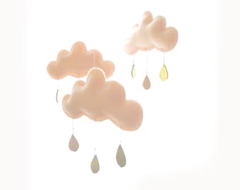 Peach Baby mobile-Peach nursery mobile,cot mobile,modern mobiles,cloud mobile, mobile bébé, bebé móvil, Cloud mobile,Mobile nuage-Wolken