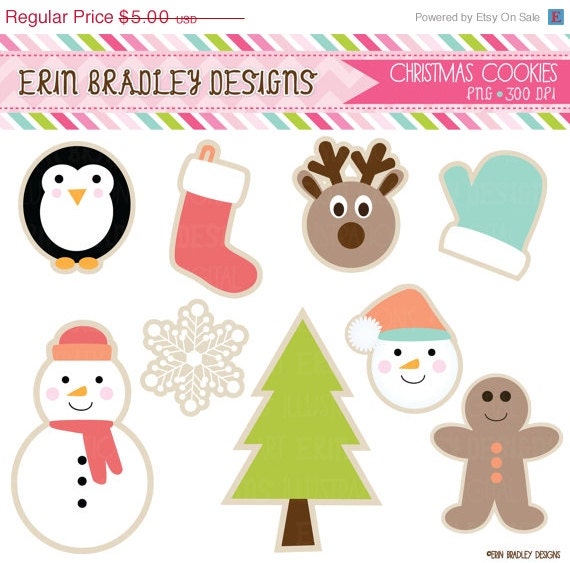 50% OFF SALE Christmas Cookies Holiday Clipart Clip Art Personal & Commercial Use Il_570xn