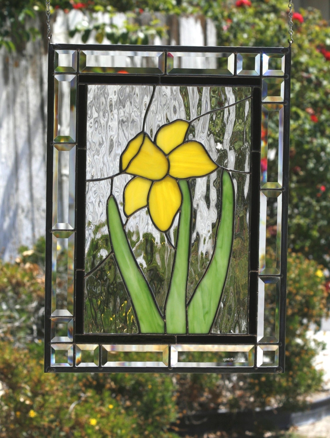 Spring Daffodil Large Contemporary Stained Glass Window