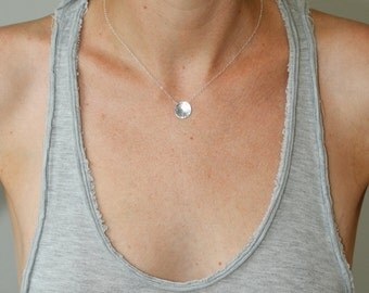 Minimalist necklace - sterling silver necklace - silver disc necklace - delicate silver jewelry - dainty silver circle necklace - simple