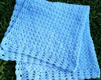 Crochet Baby Blanket Lacy Shell Stitch Crib Size Crochet