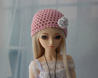 Pink Crochet hat for MSD BJD, 1/4 Dollfie, Minifee