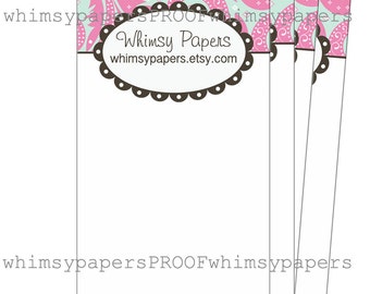 Pink Paisley Display cards - Choice of sizes and quantities - Optional double-sided print