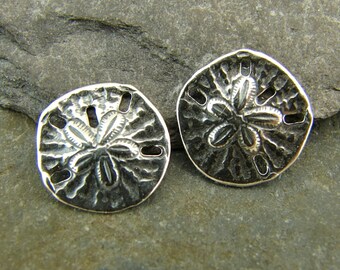 Sterling Silver Charms - Itty Bitty Little Sterling Silver Sand Dollar Charms - One Pair - ciblsd