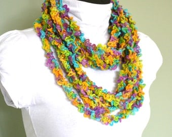 Popular items for ribbon yarn scarf on Etsy